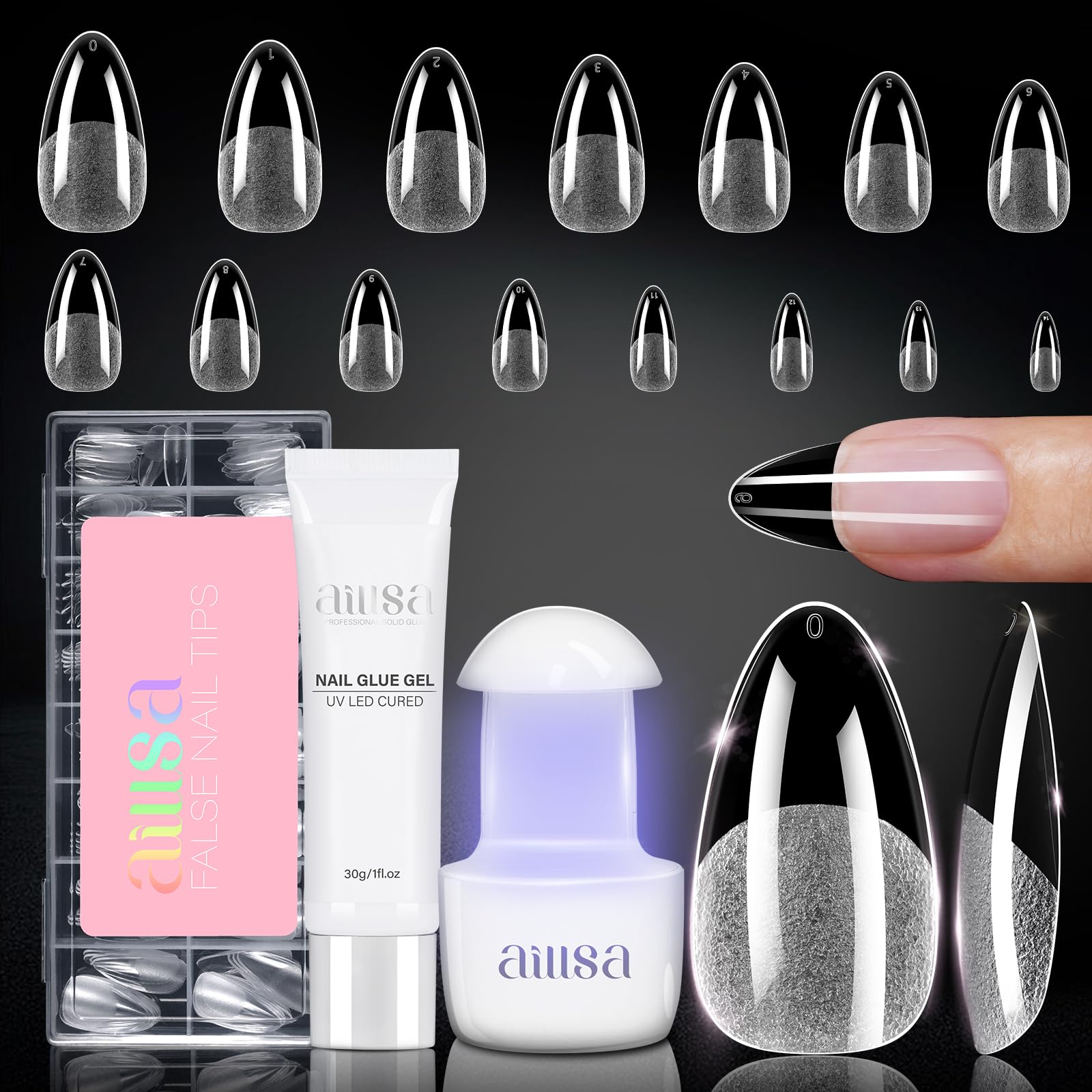 Amazon | AILLSA ネイルチップ グルーキット付き ミディアム